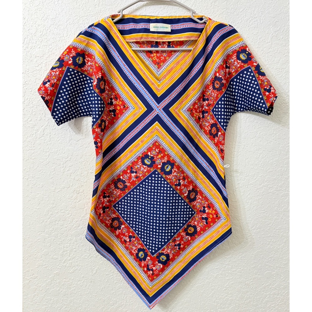 Alex Colman Vintage Colorful Geometric Women's Bandana Tunic Top